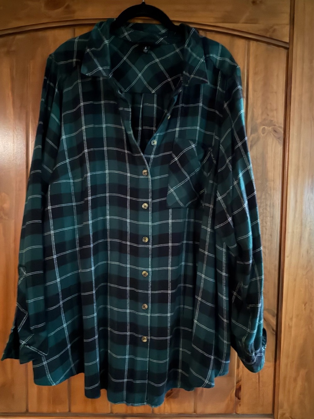 torrid Green and Black Plaid Button-Down Shirt